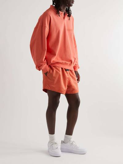 ESSENTIALS Wide-Leg Logo-Flocked Shell Drawstring Shorts outlook