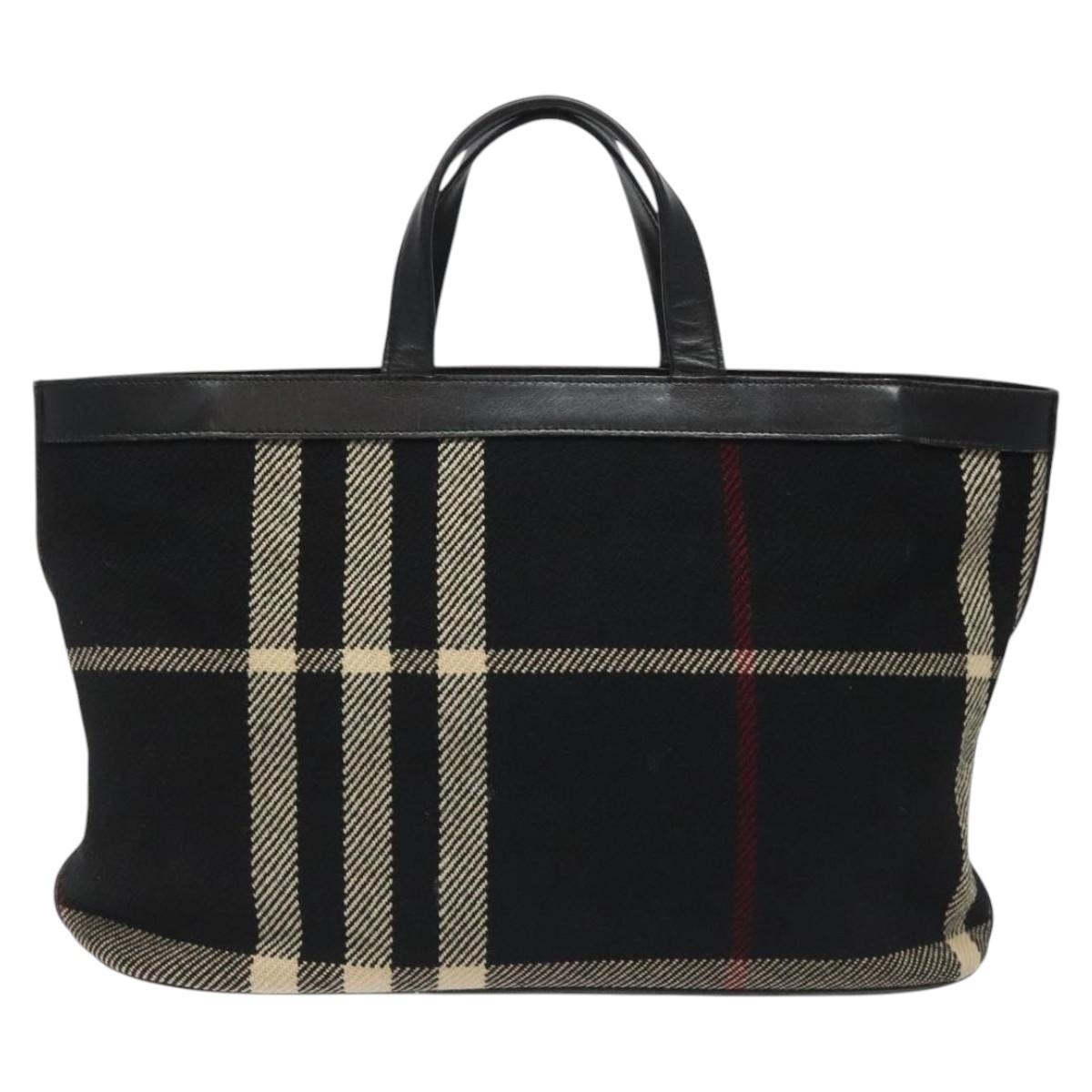 Burberry Nova Check Hand Bag Wool Black - 13