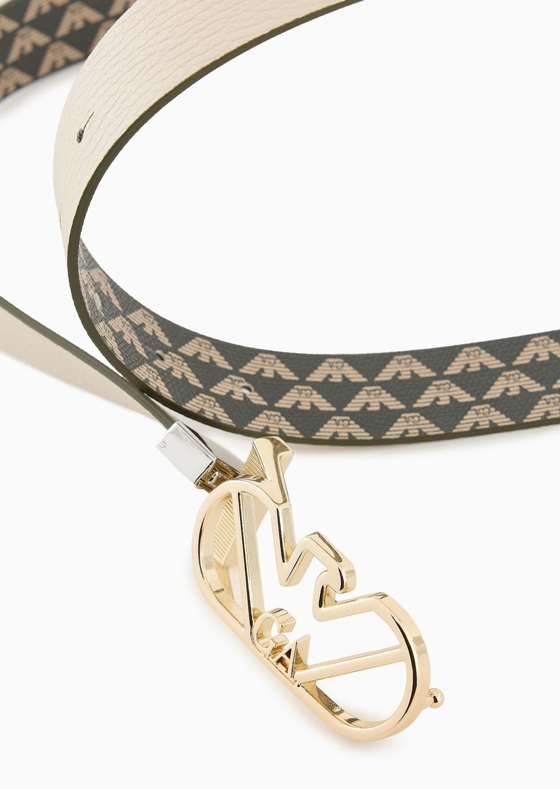 EMPORIO ARMANI All-over eagle two-toned reversible belt with eagle buckle outlook