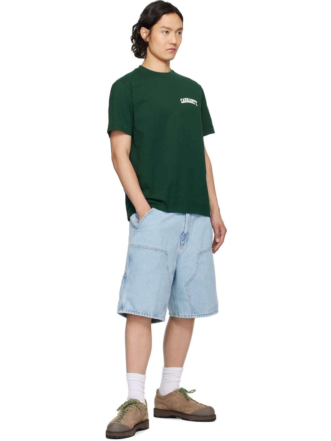 Blue Double Knee Denim Shorts - 4