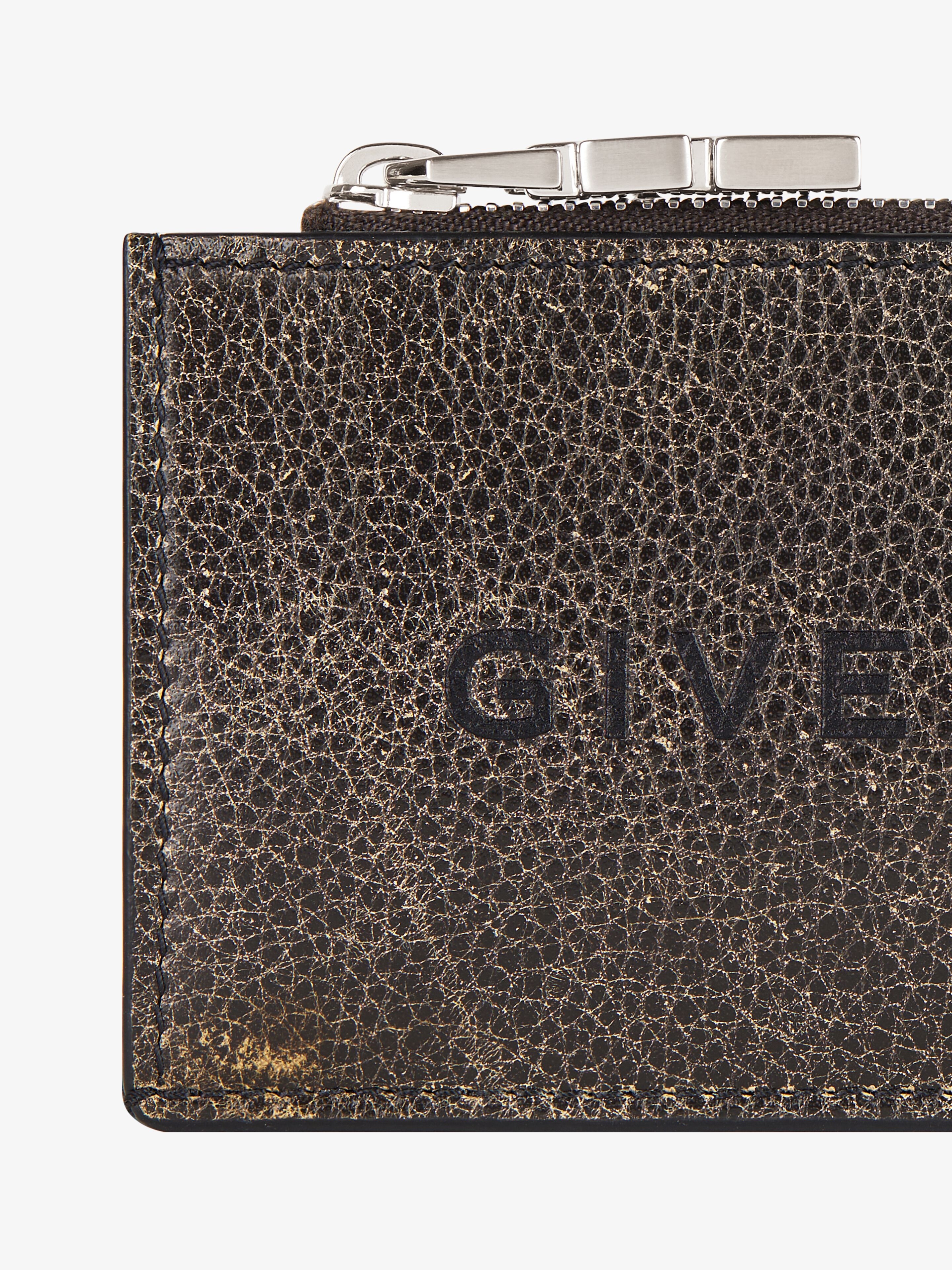 ZIPPED CARD HOLDER IN CRACKLED LEATHER - 2