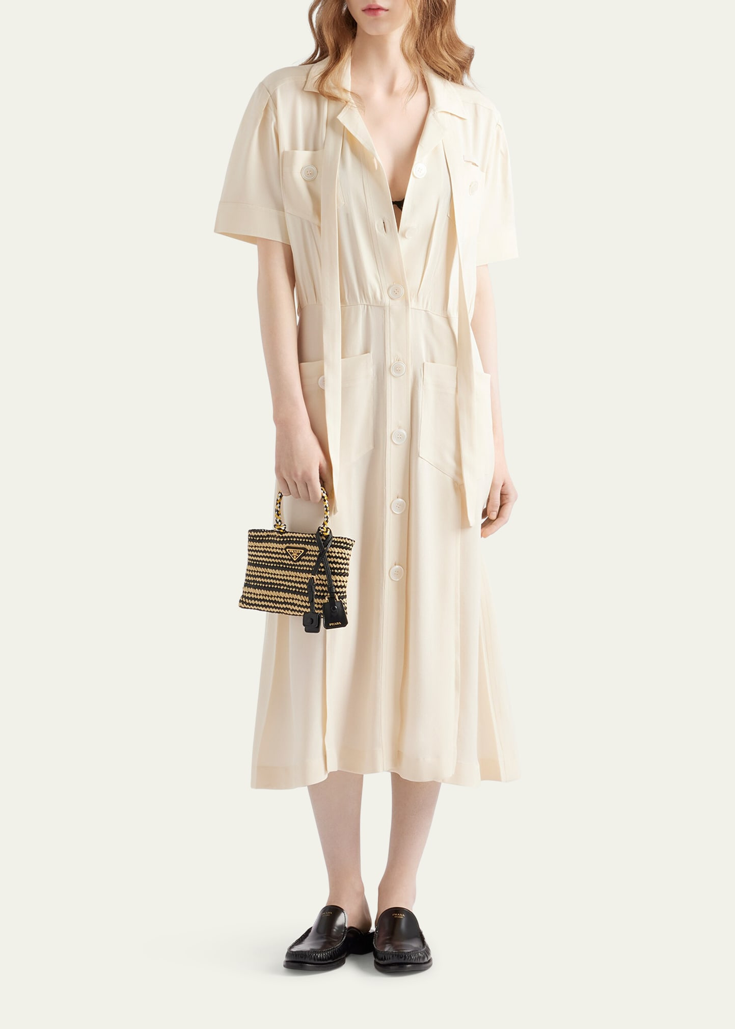 Short-Sleeve Belted Midi Shirtdress - 2