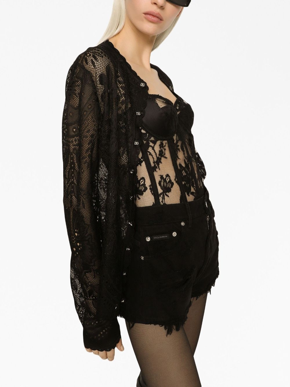 floral-lace button-up cardigan - 5