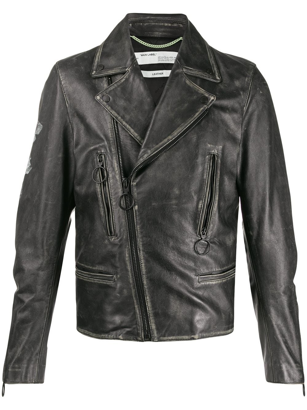 vintage-effect biker jacket - 1