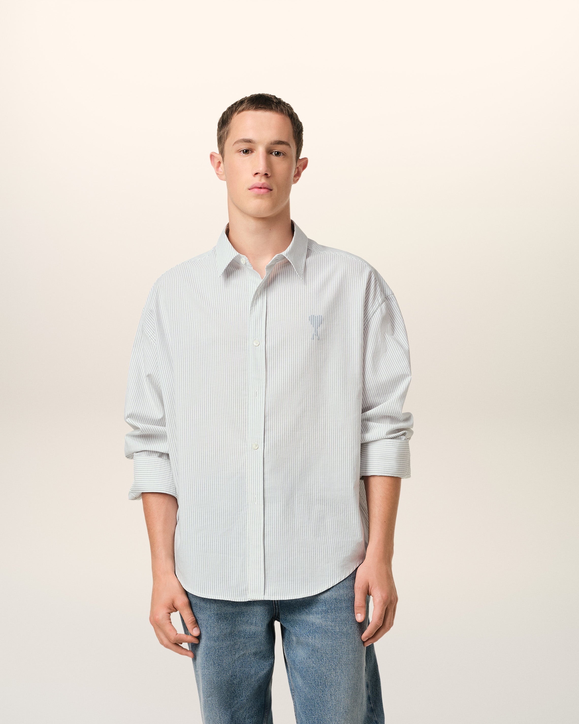 BLUE COTTON BOXY FIT SHIRT - 2