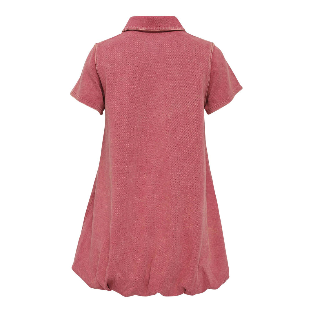Red Womens Washed Bubble Polo Mini Dress - 2