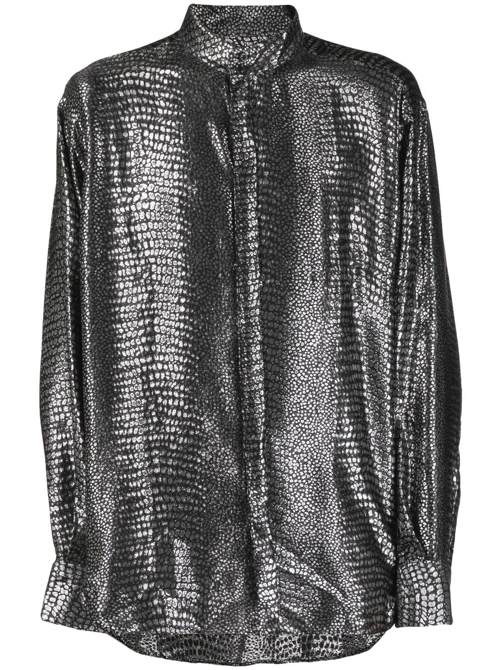 metallic-effect long-sleeve shirt - 1