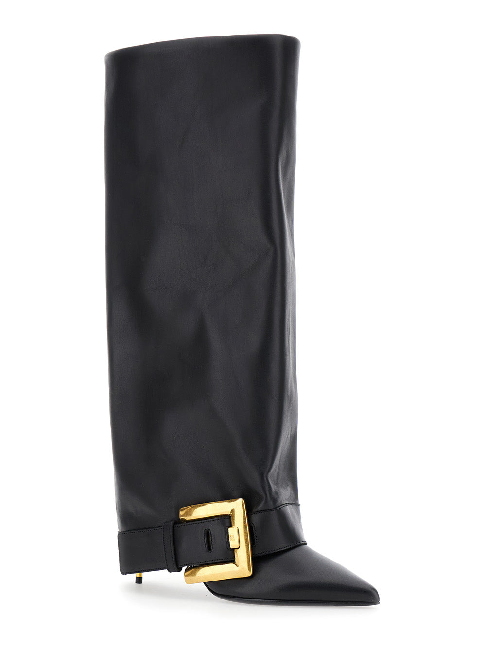 Balmain Women 'Anthem' Black Slip-On Boots With Decorative Metal Buckle In Leather Woman - 2