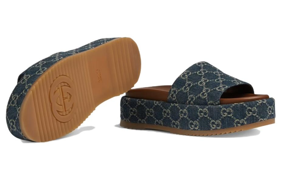 (WMNS) Gucci Angelina Platform 55 mm Sandal 'Jacquard Denim' 623212-2KQ00-4402 - 6