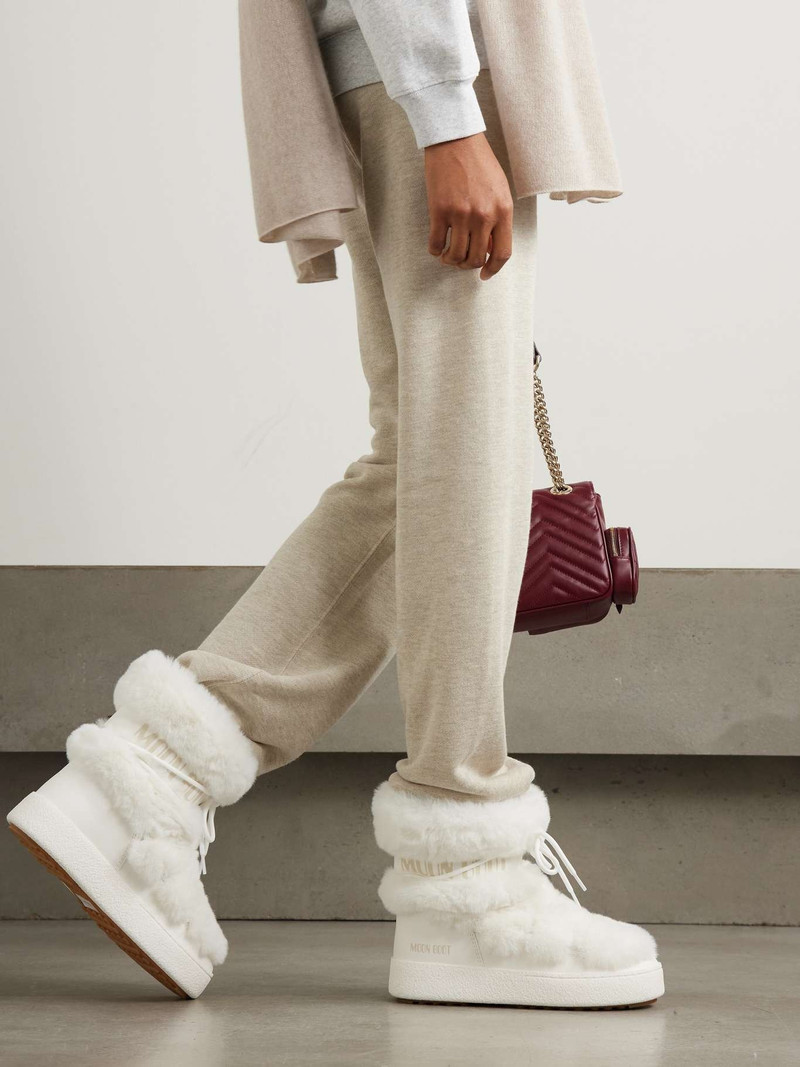 MOON BOOT LTrack Monaco faux fur-trimmed shell and faux leather snow boots White outlook