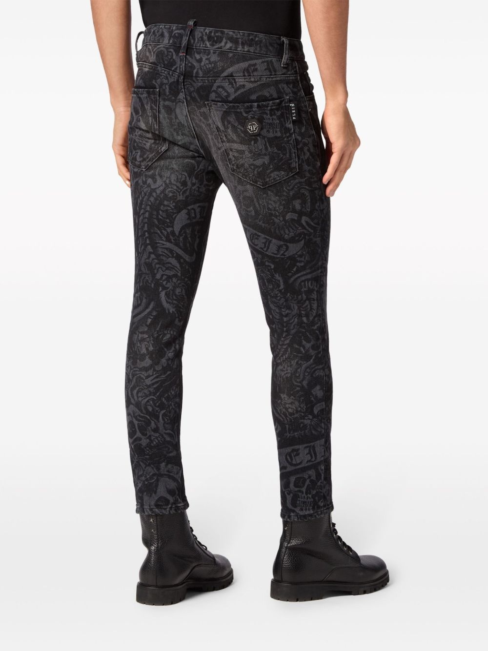 tattoo-print skinny jeans - 4