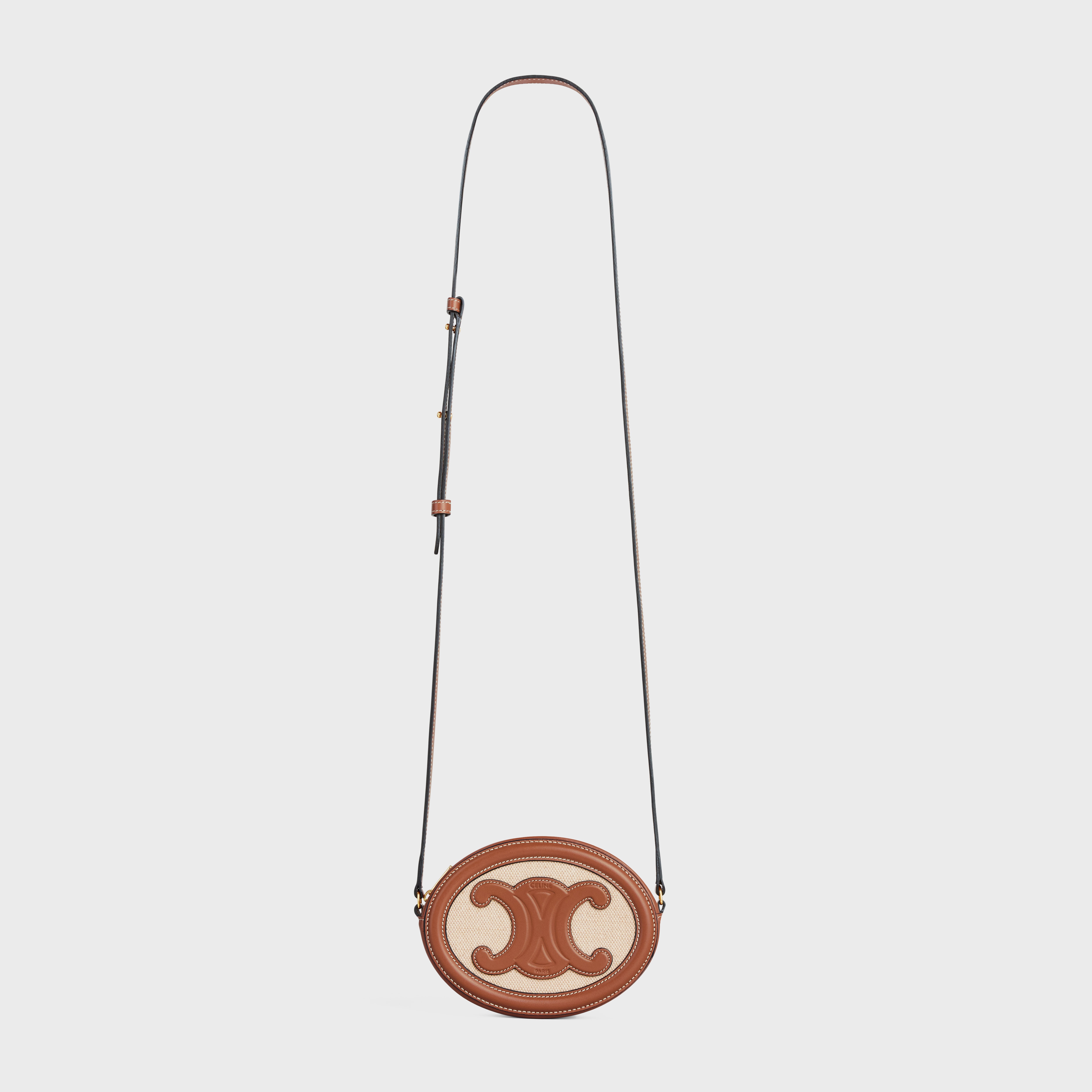 CROSSBODY OVAL PURSE cuir triomphe in textile and calfskin - 5