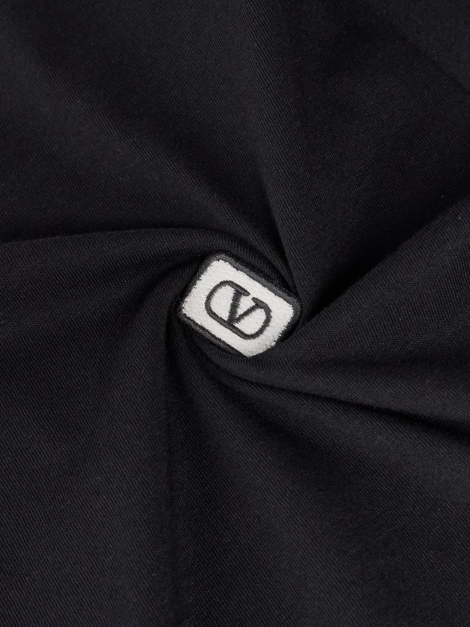 Logo-Appliquéd Cotton-Jersey T-Shirt Black - 5