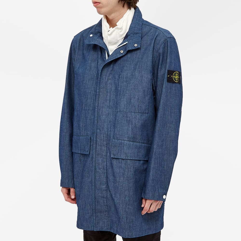 Stone Island Chambray Trench Coat - 7