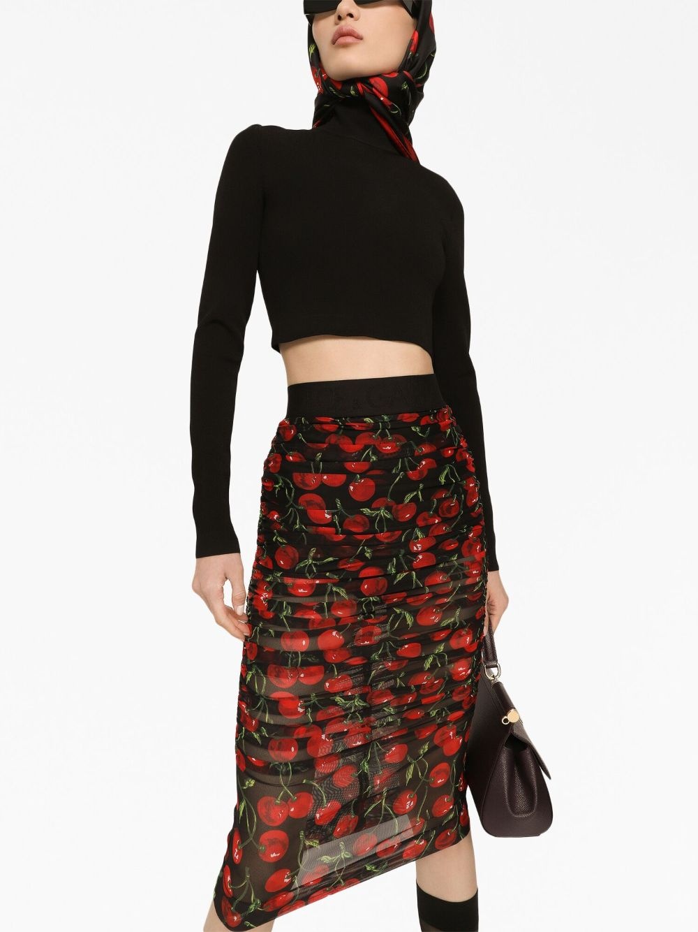 high-neck knitted crop top - 5