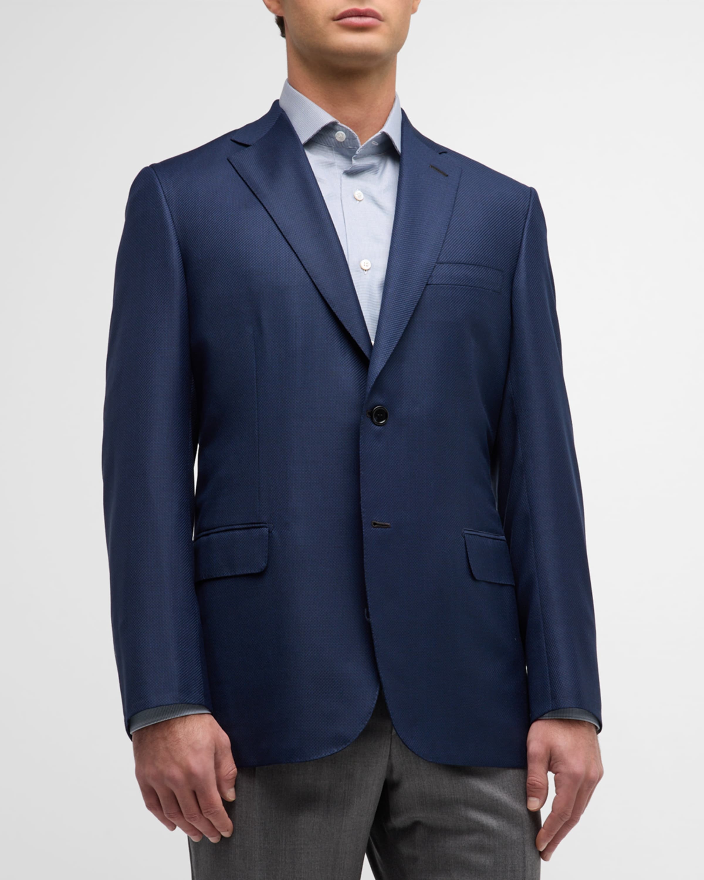 Men's Textured Wool Blazer - 1