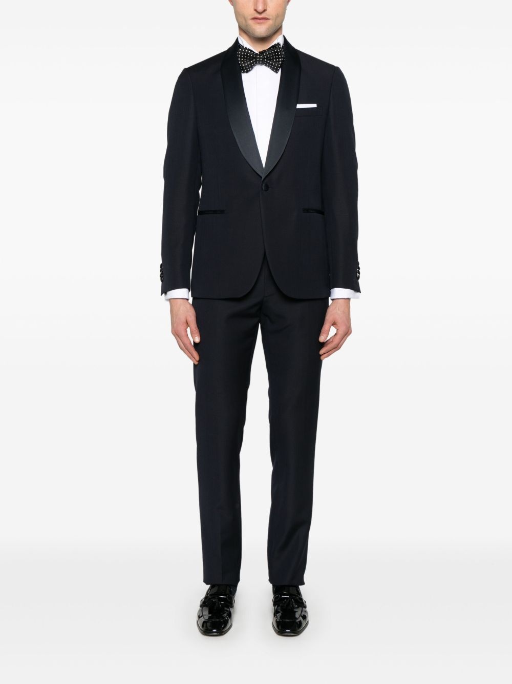 satin-trim suit - 2