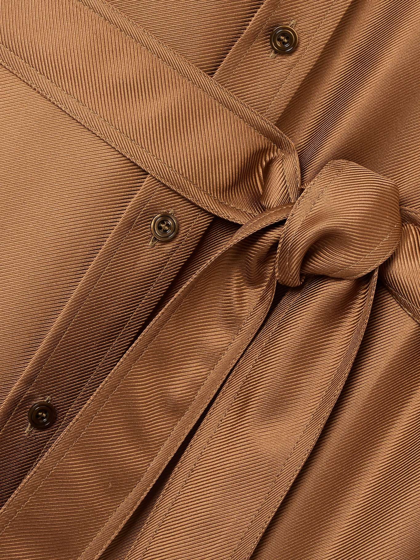 Belted silk-twill maxi shirt dress Camel - 4