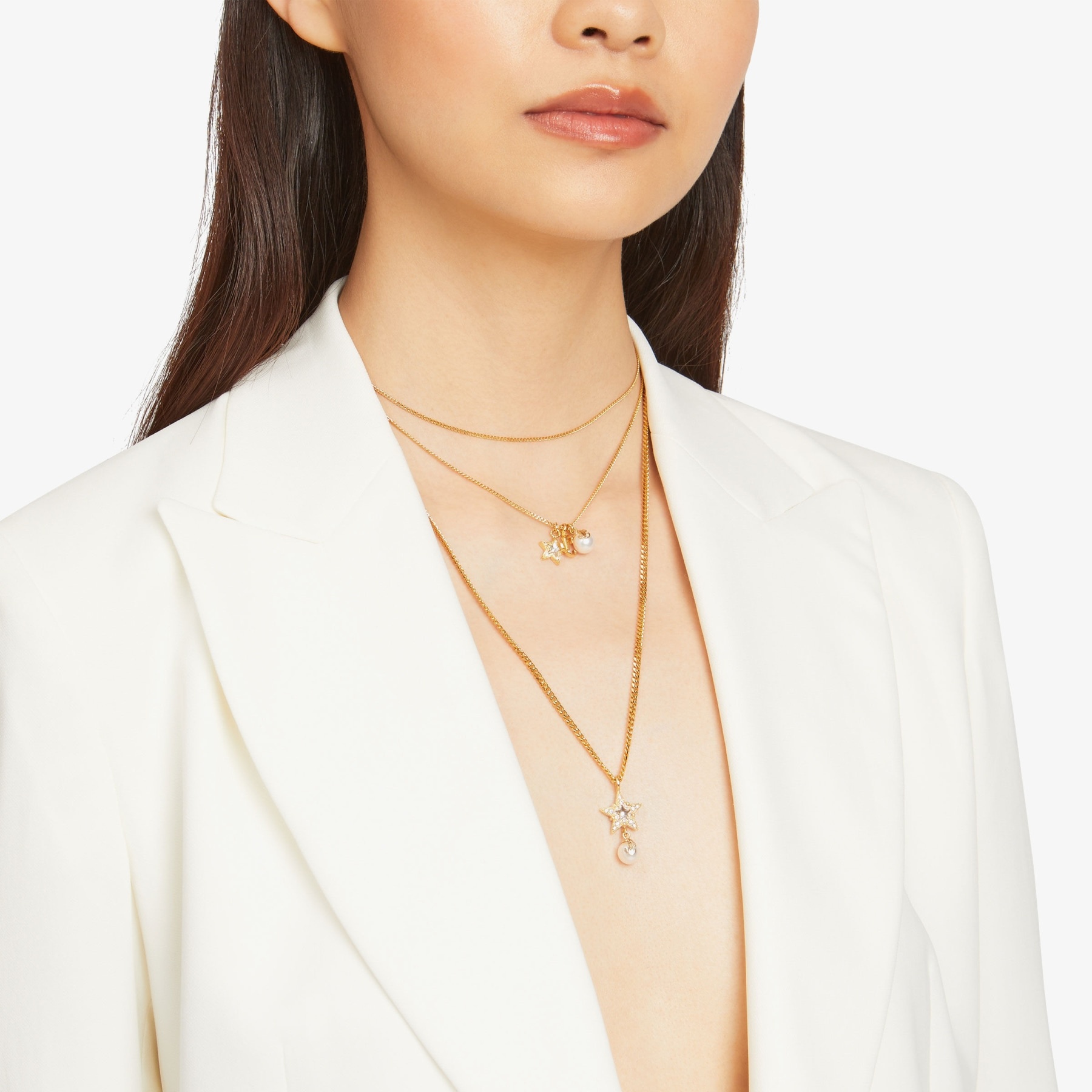 Charm Necklace
Gold-Finish Metal Necklace with Swarovski Crystal Star, Pearl and JC Monogram - 2