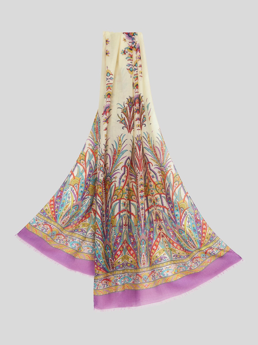 PAISLEY SILK AND CASHMERE SCARF - 1