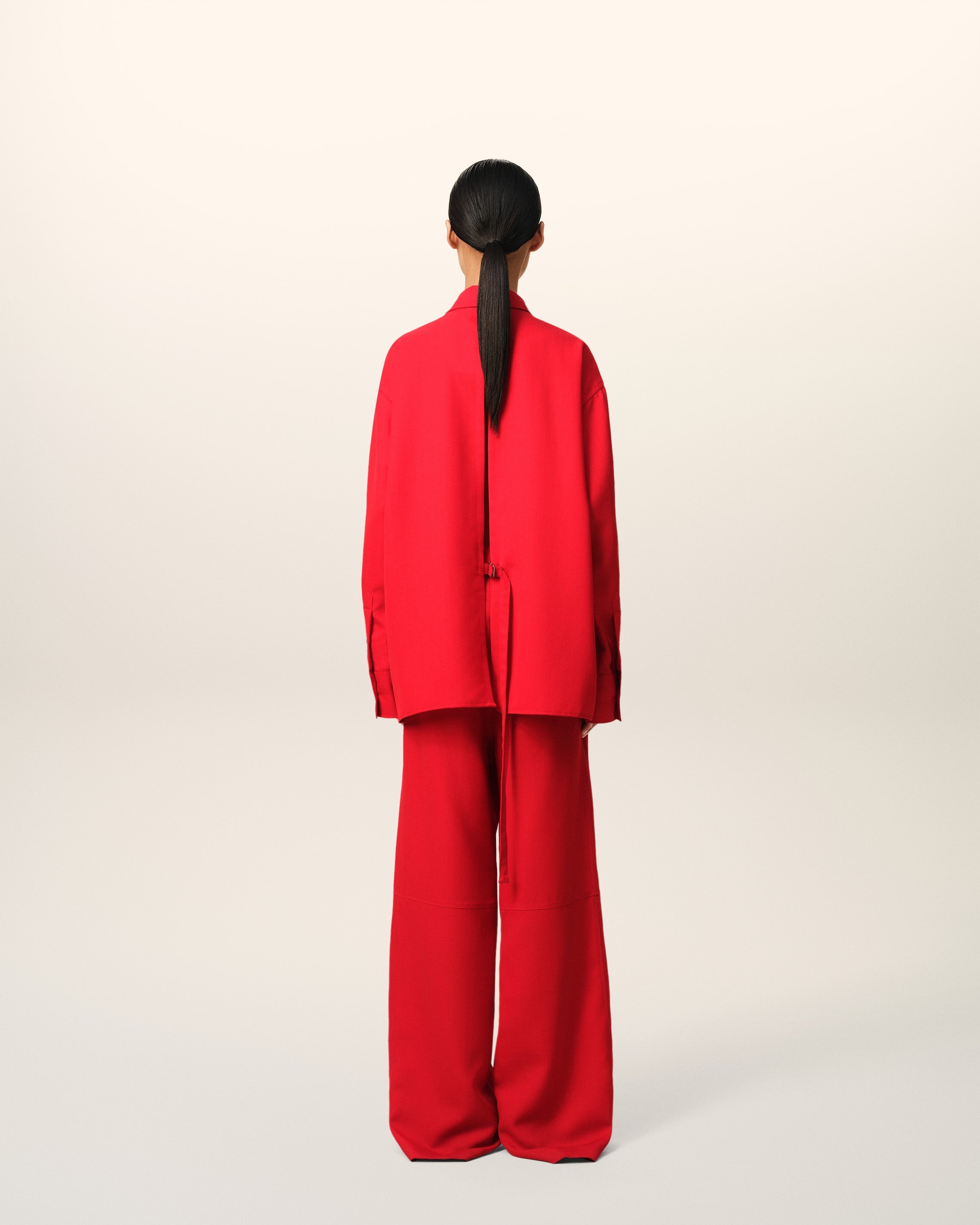 RED WOOL BACK SLIT LOOSE SHIRT - 5