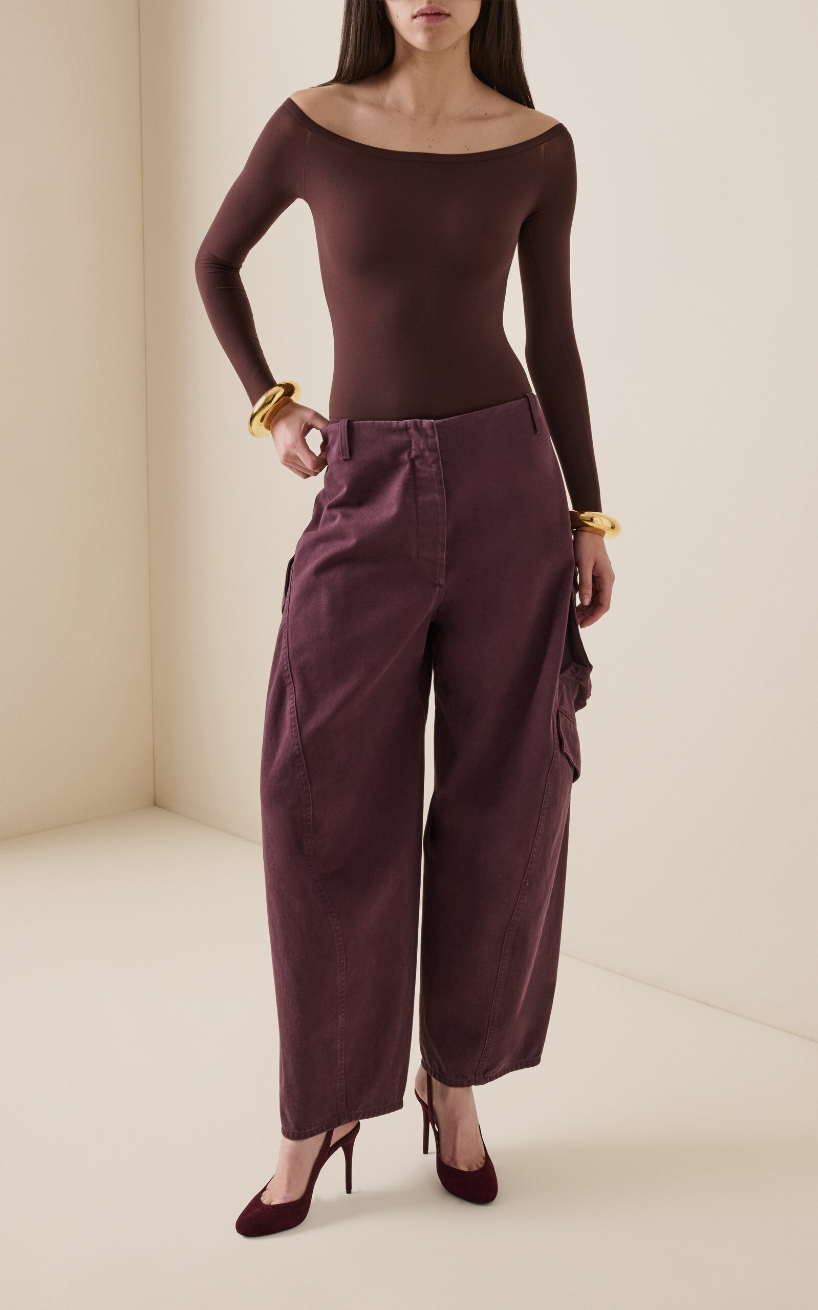 Cotton Cargo Pants burgundy - 2