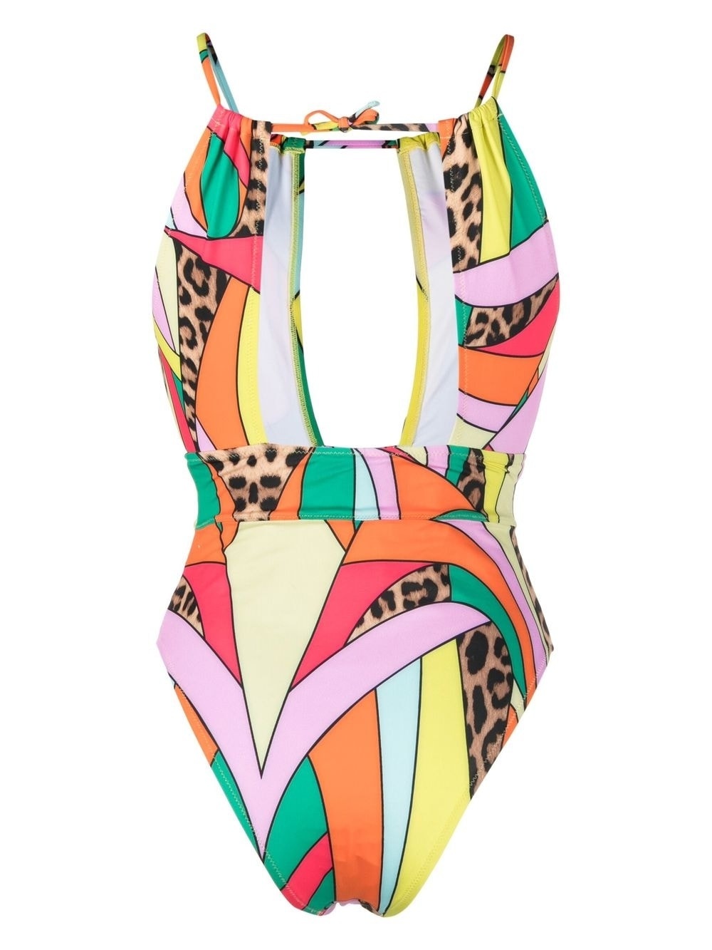 rainbow patchwork-print monokini - 2