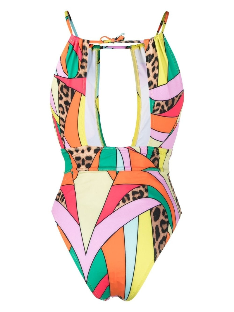 PHILIPP PLEIN rainbow patchwork-print monokini outlook