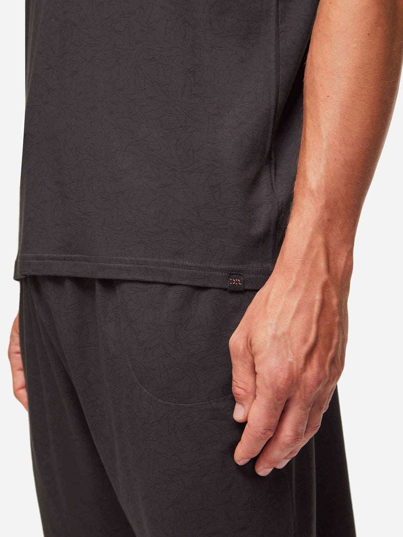 Men's T-Shirt London 9 Bird Print Micro Modal Black - 5