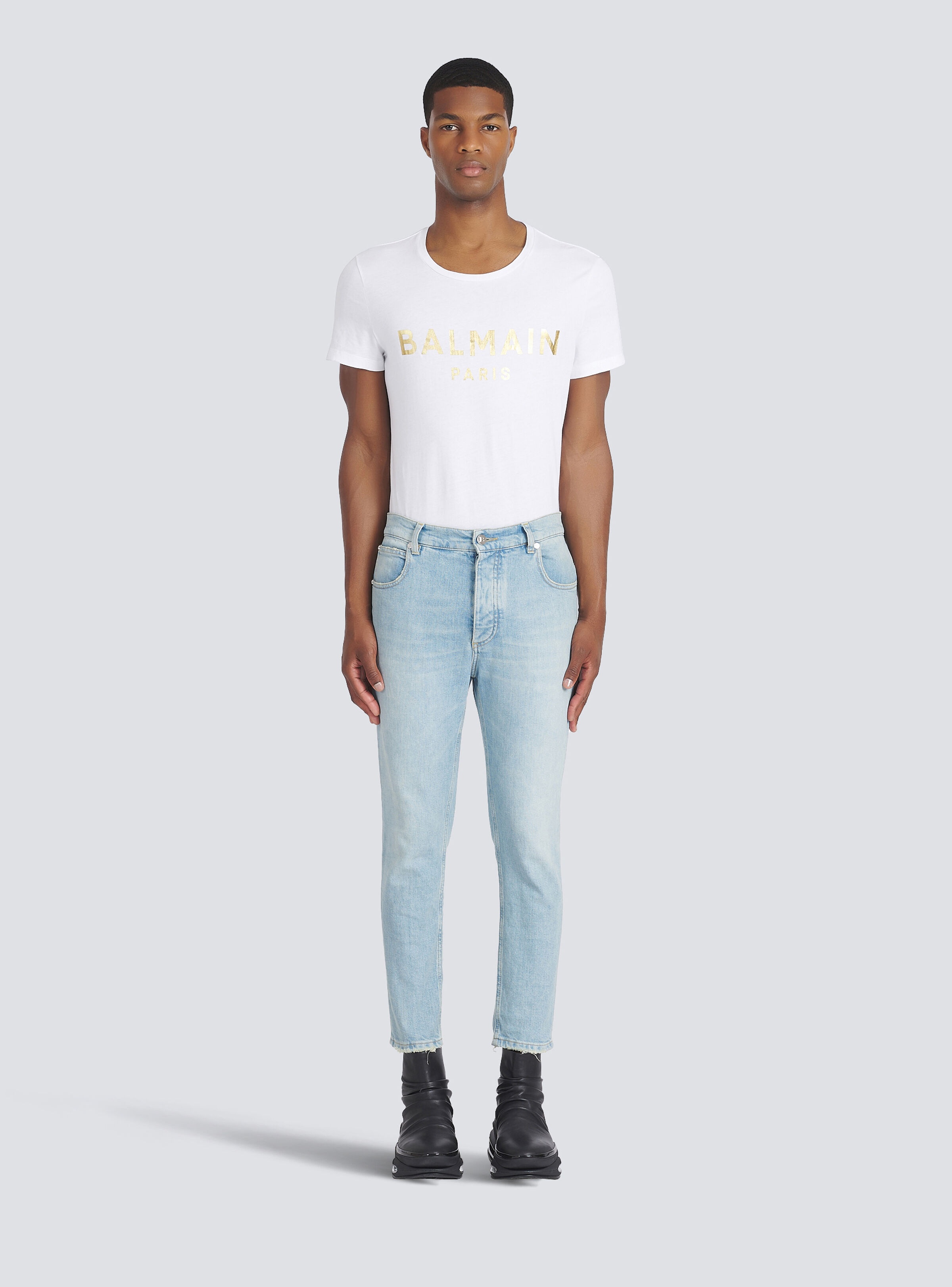 Slim cut  eco-designed denim cotton jeans with embossed Balmain logo - 3