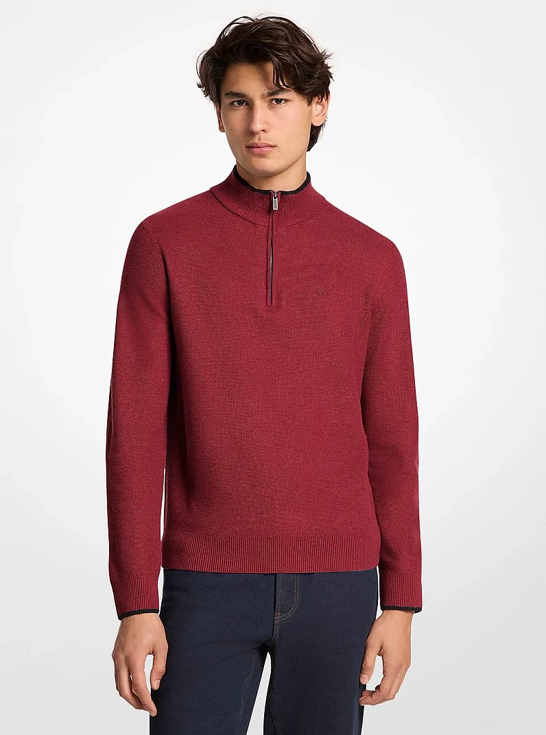 Wool Blend Quarter-Zip Sweater - 1