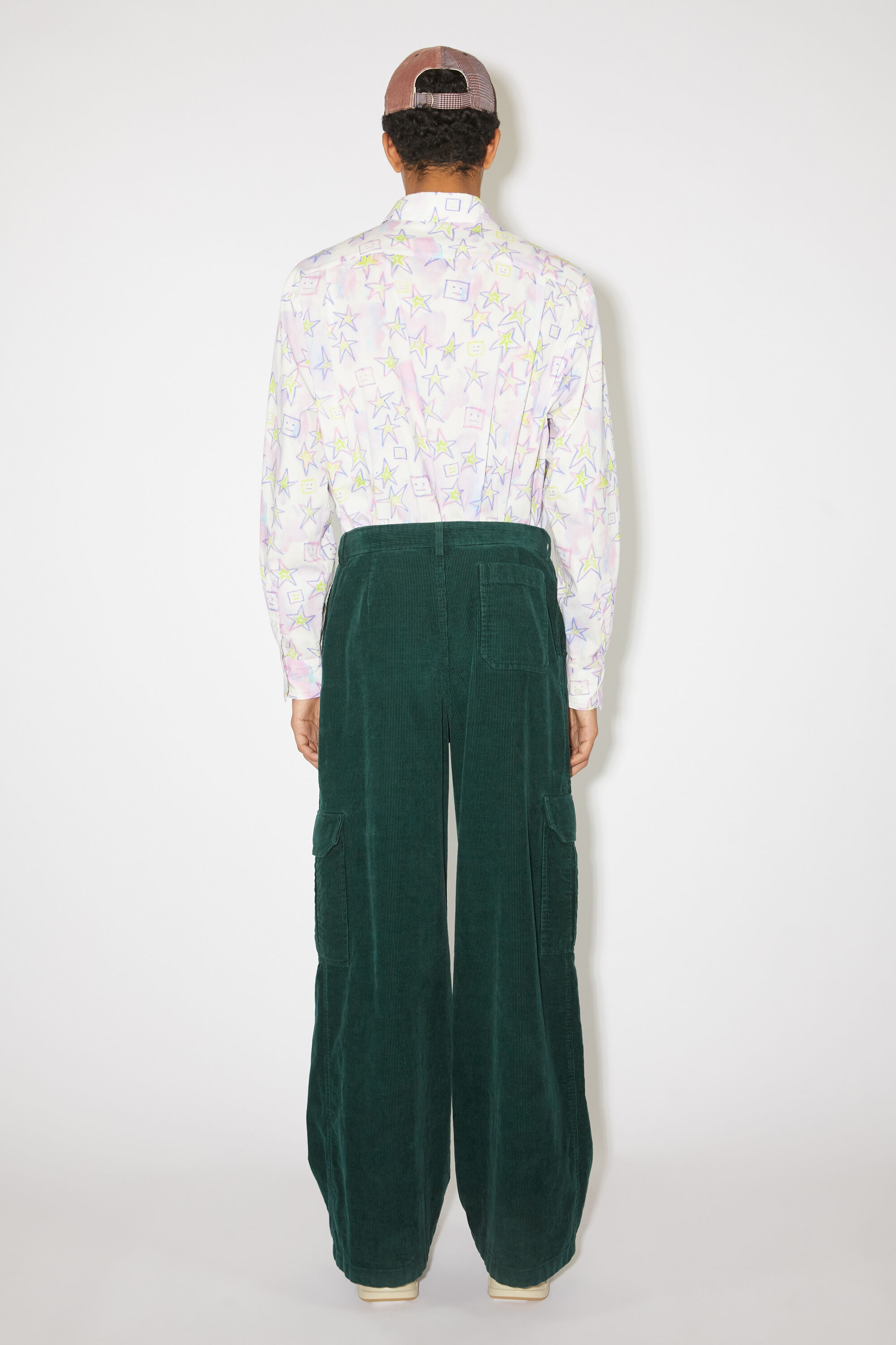 Corduroy cargo trousers - Night green - 3