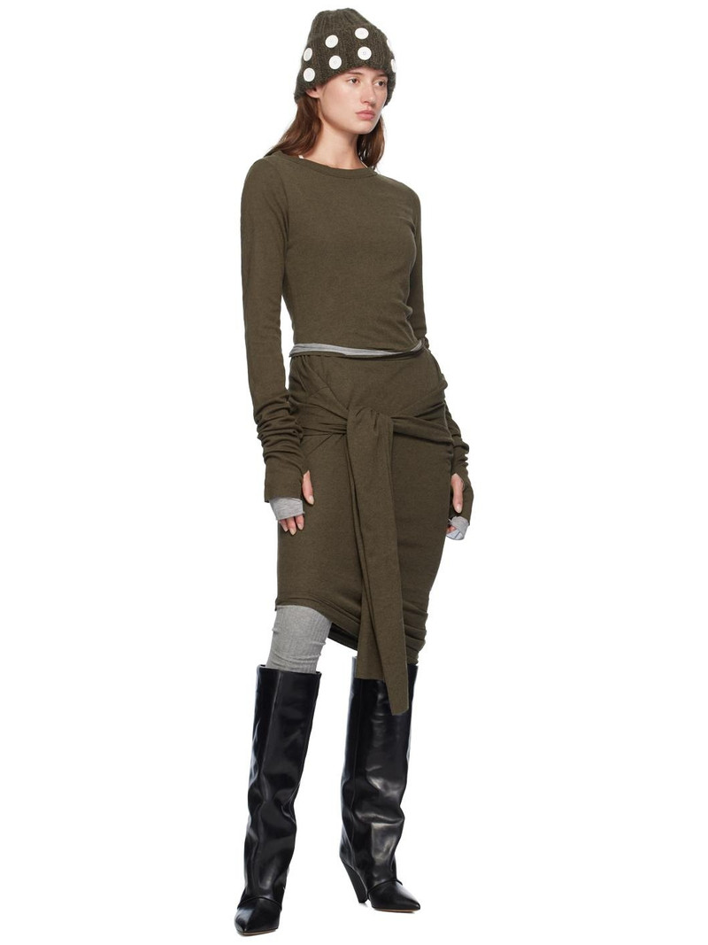 EDWARD CUMING Khaki Banana Twist Midi Skirt outlook