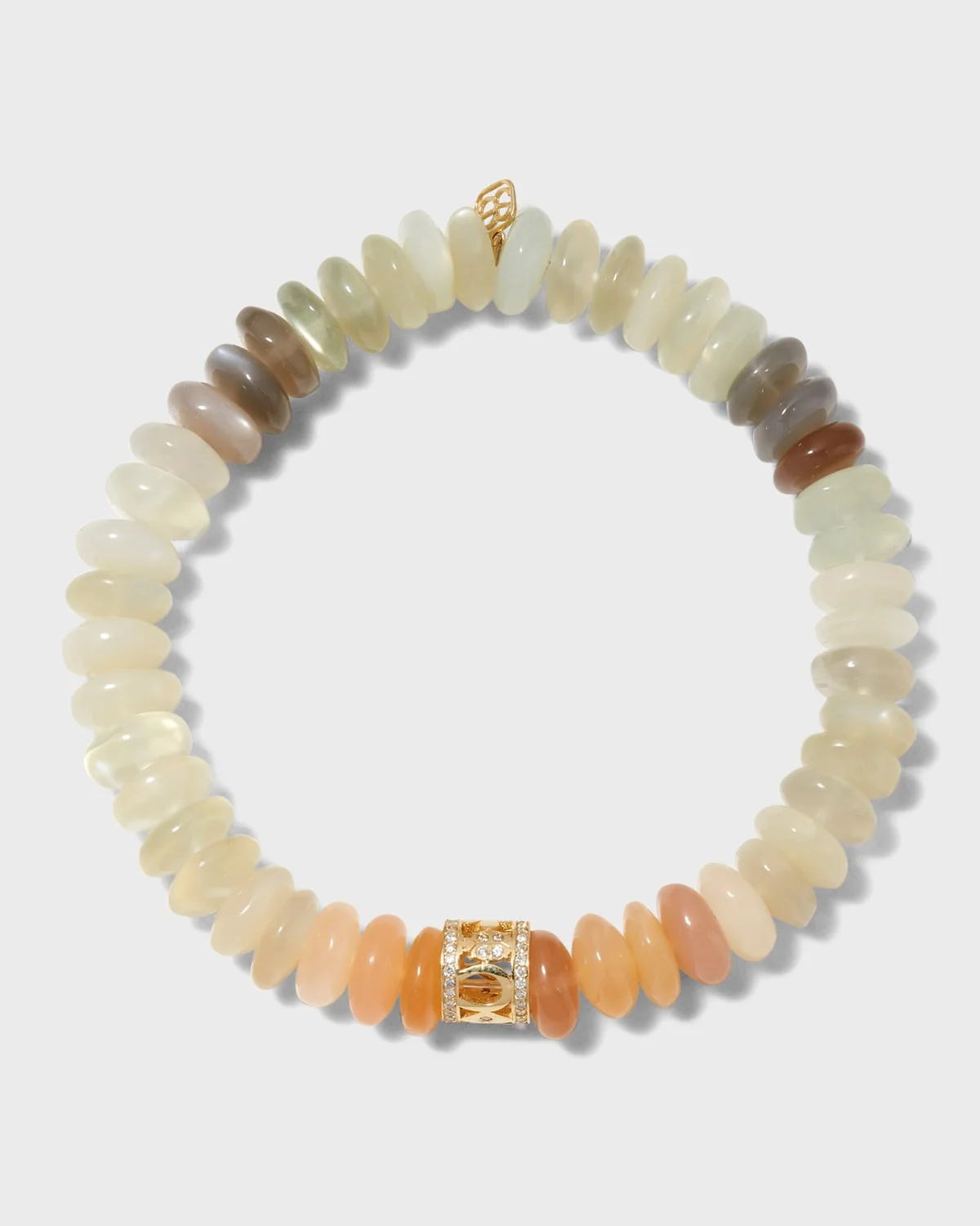 Lucky Rondelle on Multi Moonstone Smooth Rondelle Bracelet - 1