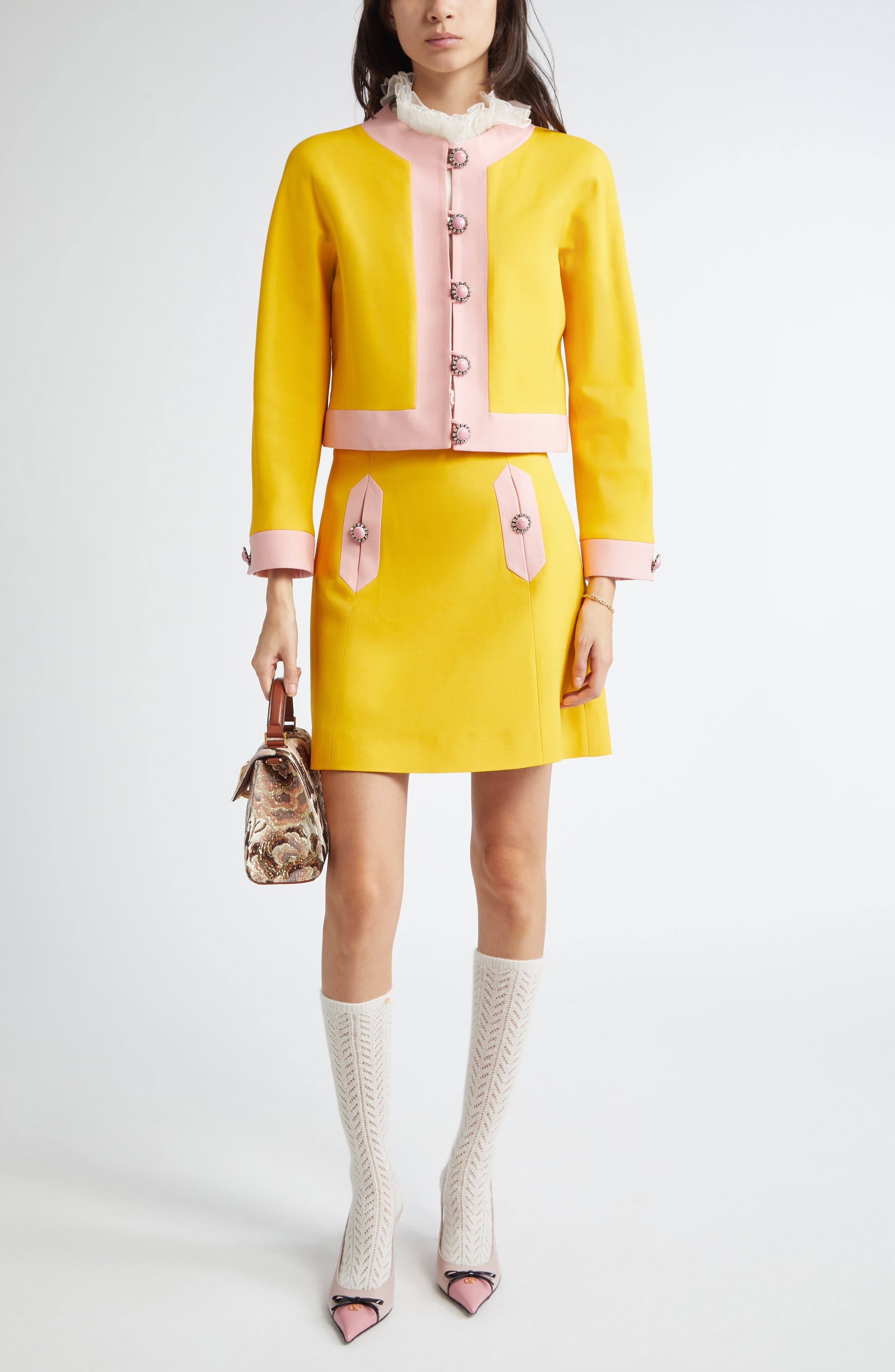 Valentino Garavani Contrast Pocket Crepe Couture Skirt in Pale Rose at Nordstrom - 2
