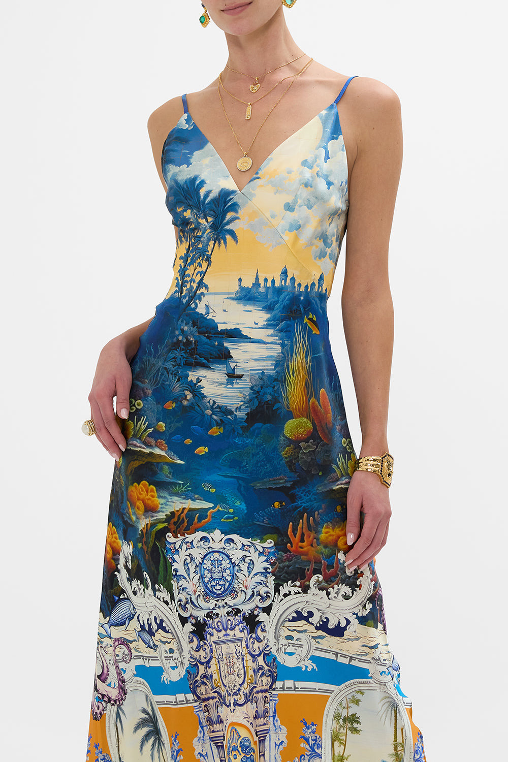 V NECK FULL LENGTH BIAS SLIP DRESS - 5