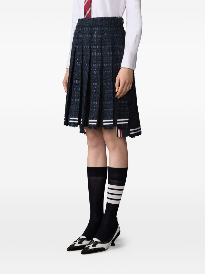 satin ribbon frayed pleated midi skirt 3