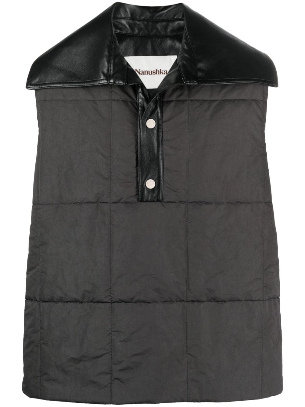 quilted faux leather-panel gilet - 1