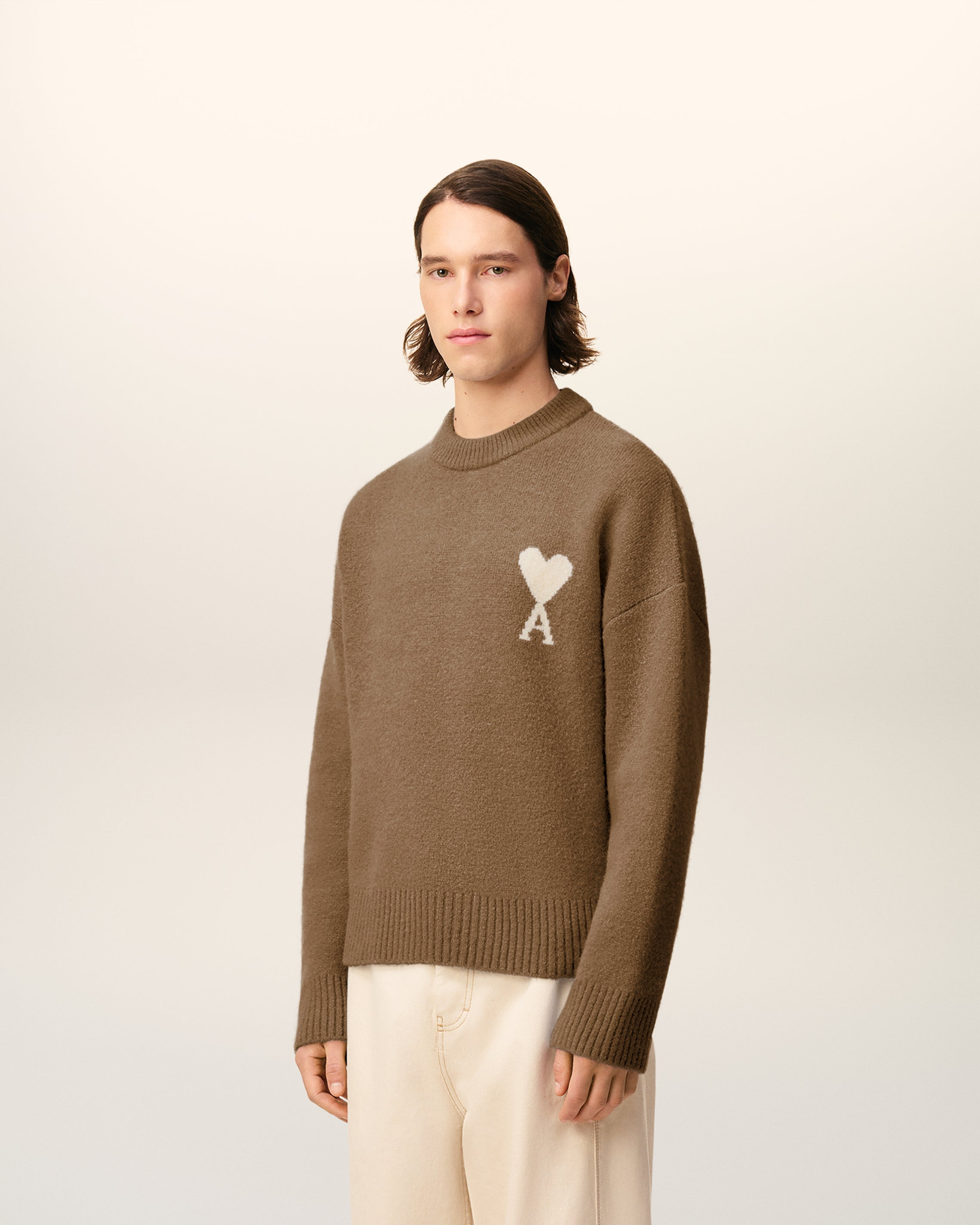 BROWN ALPACA AMI DE COEUR CREWNECK SWEATER - 6
