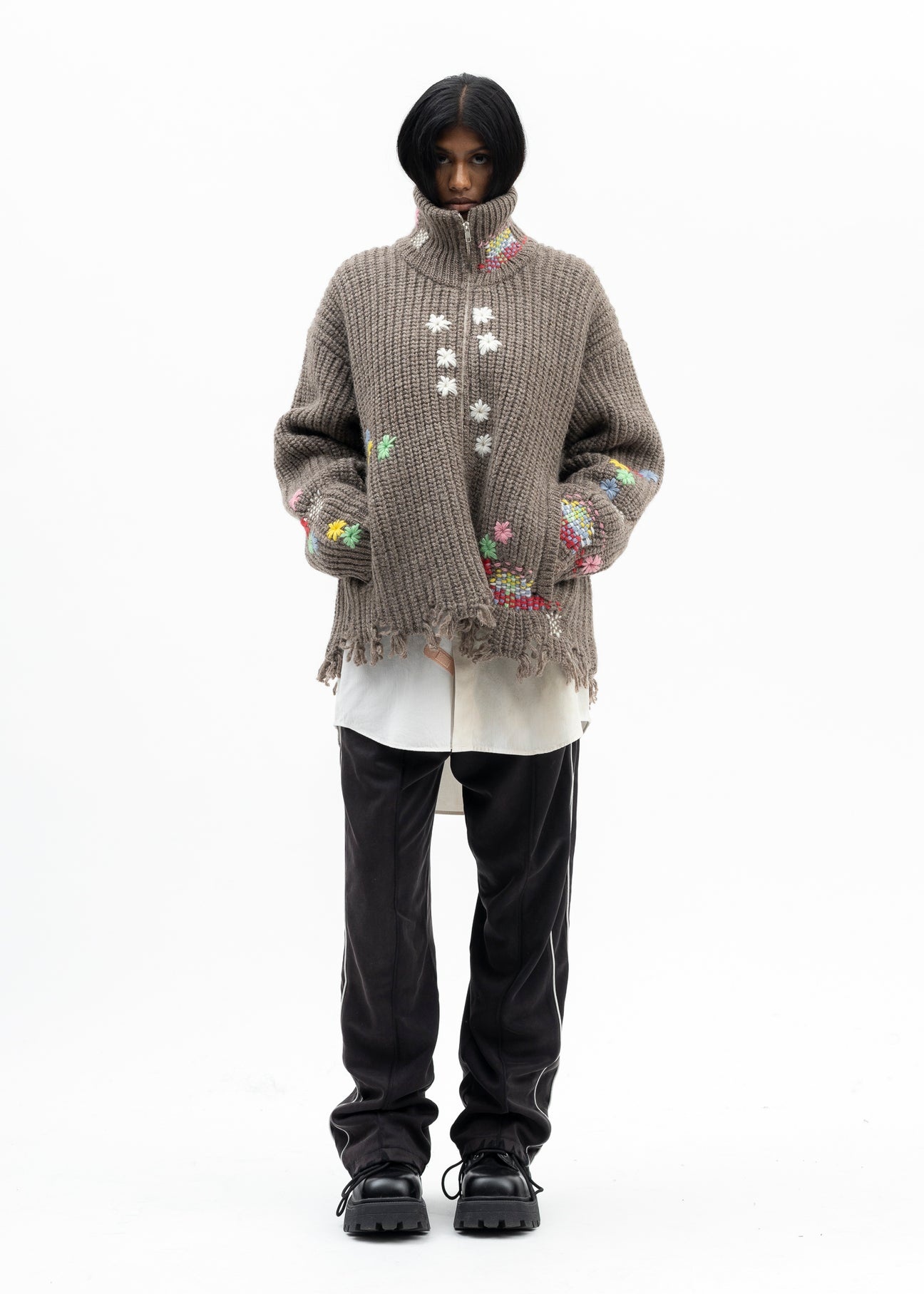 CAMEL DARNING CUT OFF DRIVERS KNITWEAR - 5