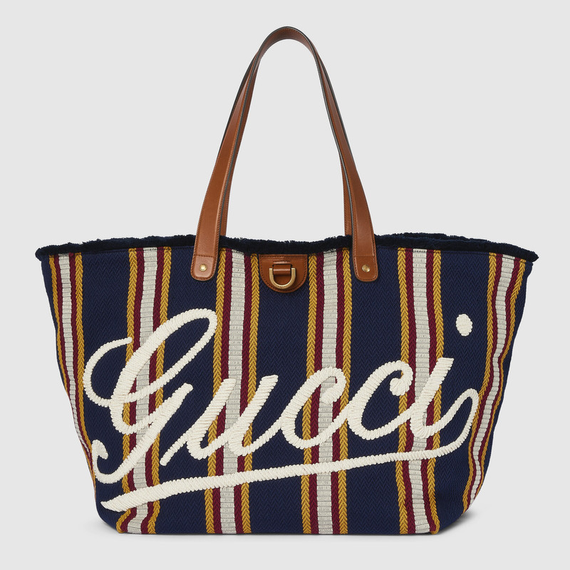 Large embroidered canvas tote bag 1