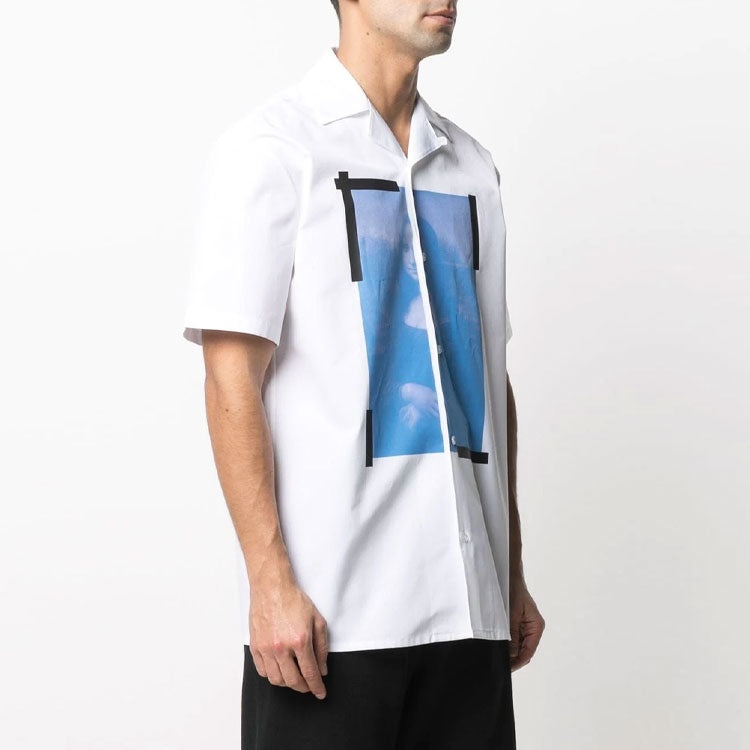Off-White SS21 Printing Logo Short Sleeve Shirt White OMGA163R21FAB0020110 - 4