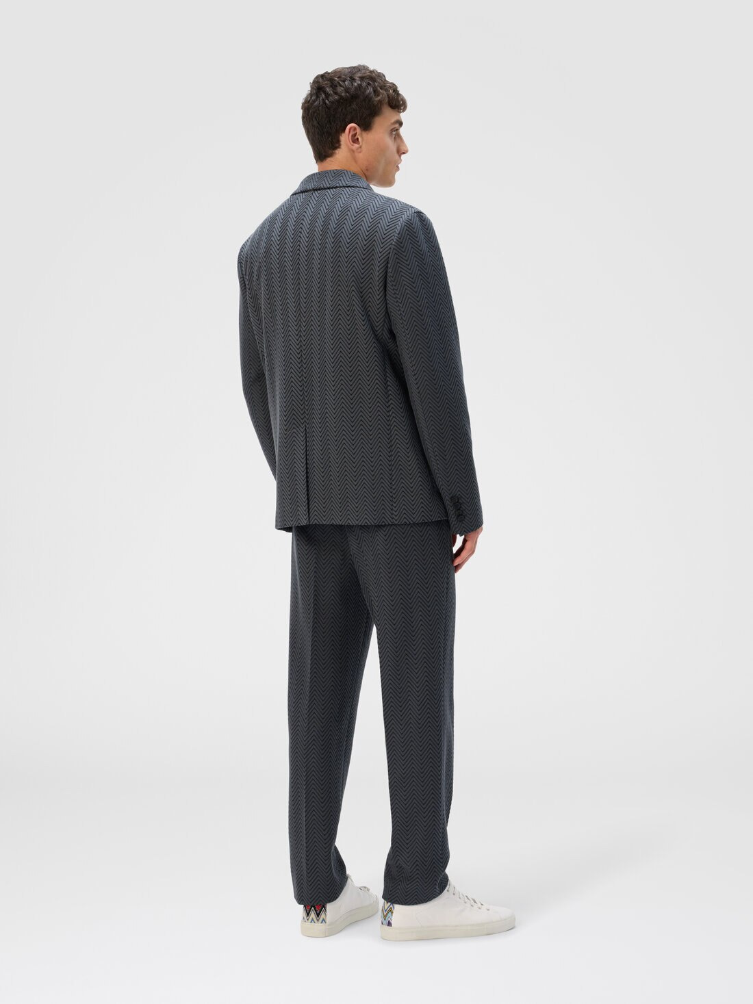 Straight Pants with Zigzag Pattern - 3