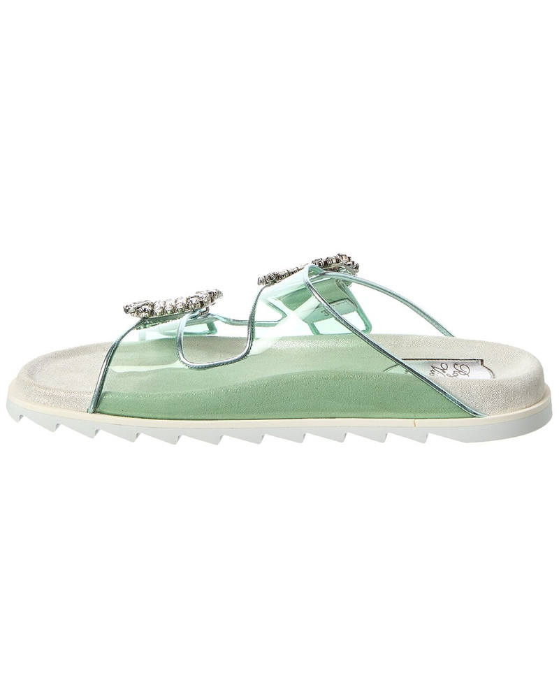 Roger Vivier Roger Vivier Viv Strass Buckle Vinyl & Leather Slide outlook