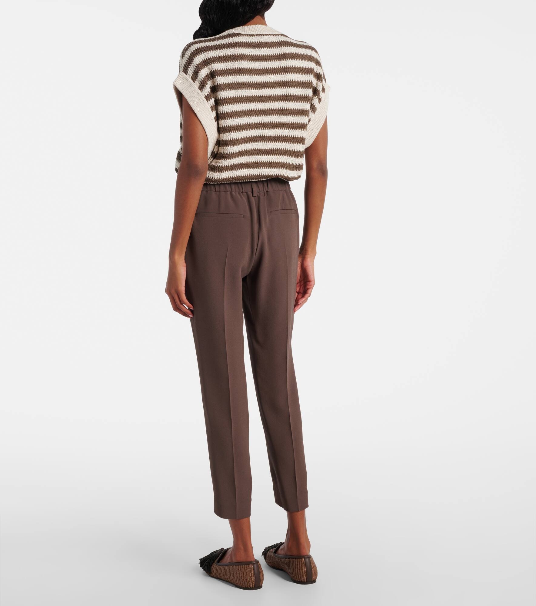 Cropped crêpe slim pants - 3