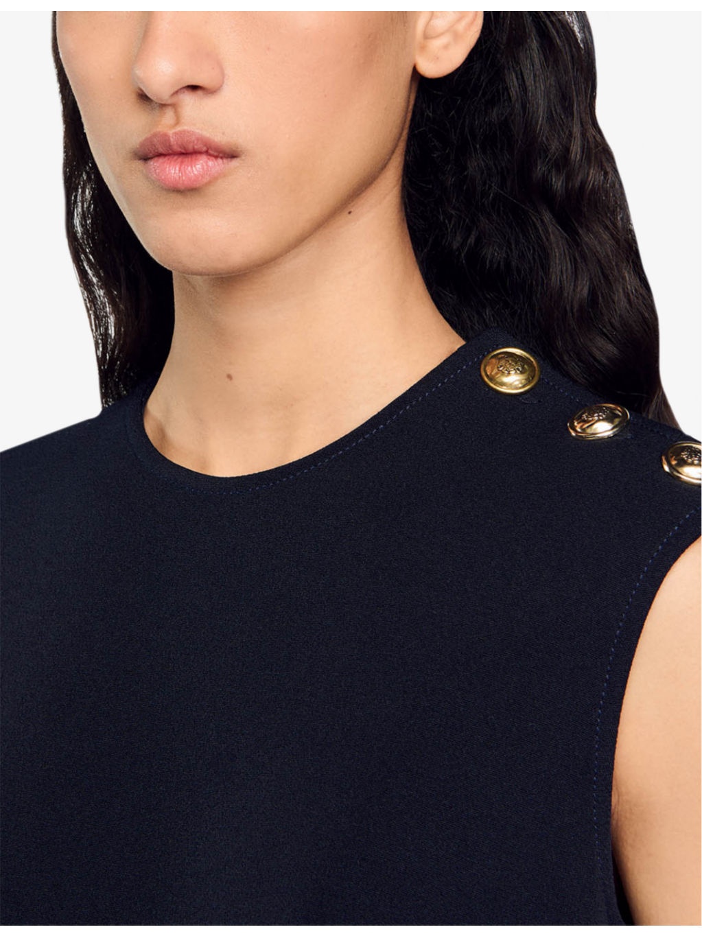 Extra large-pocket buttoned stretch-crepe mini dress - 5