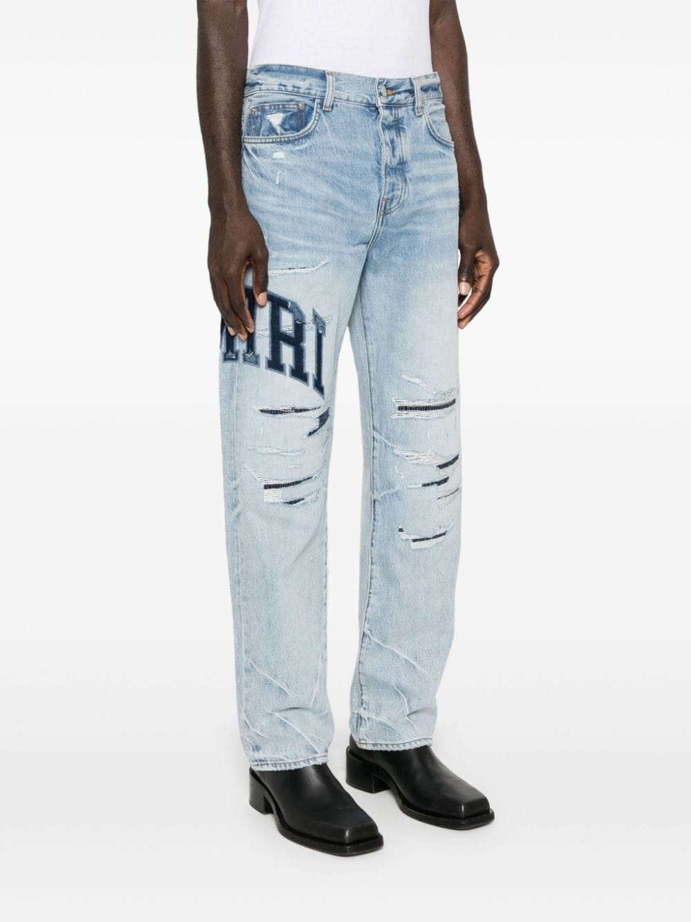Varsity Logo Repair mid-rise straight-leg jeans - 3