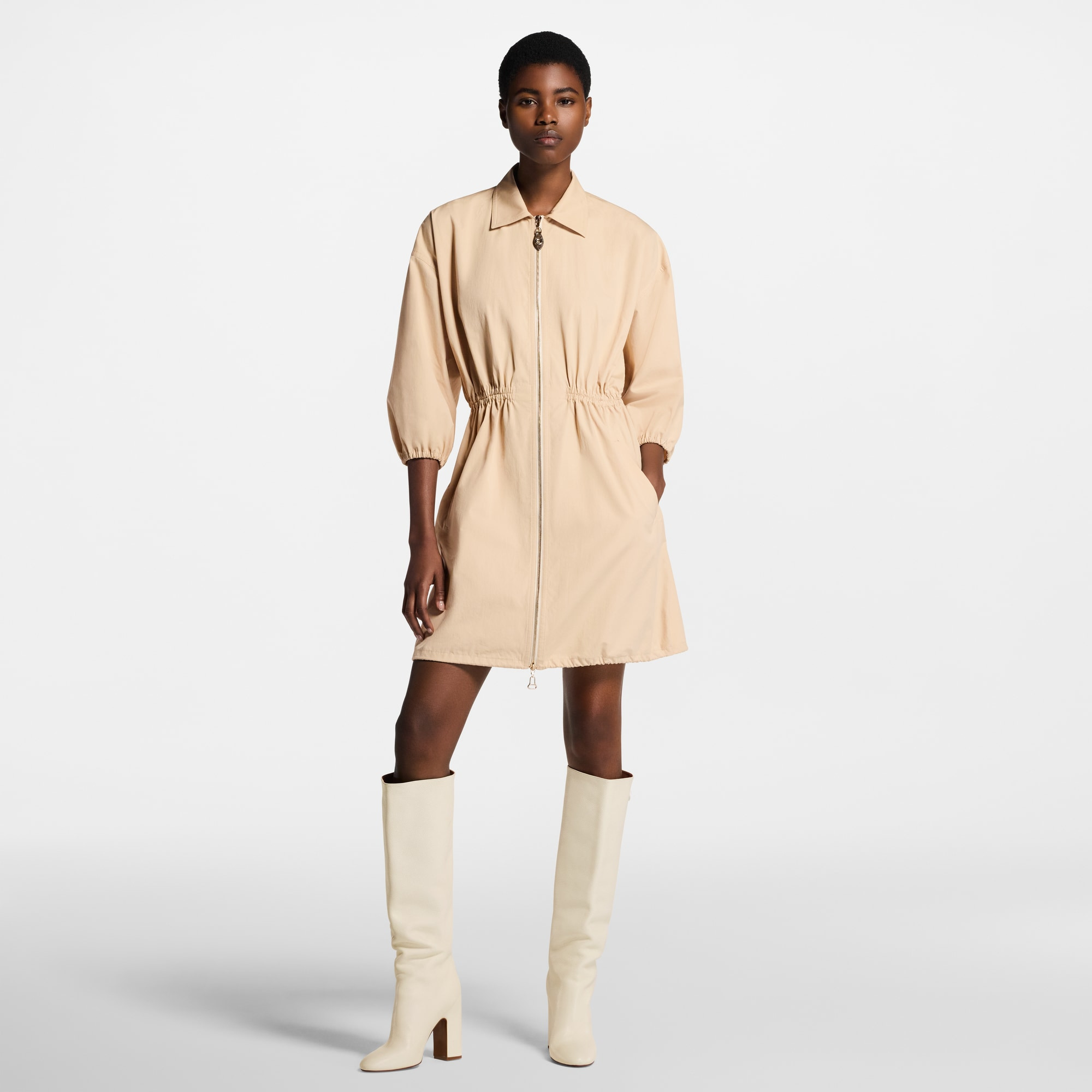 Zipper Front Shirt Dress - 6