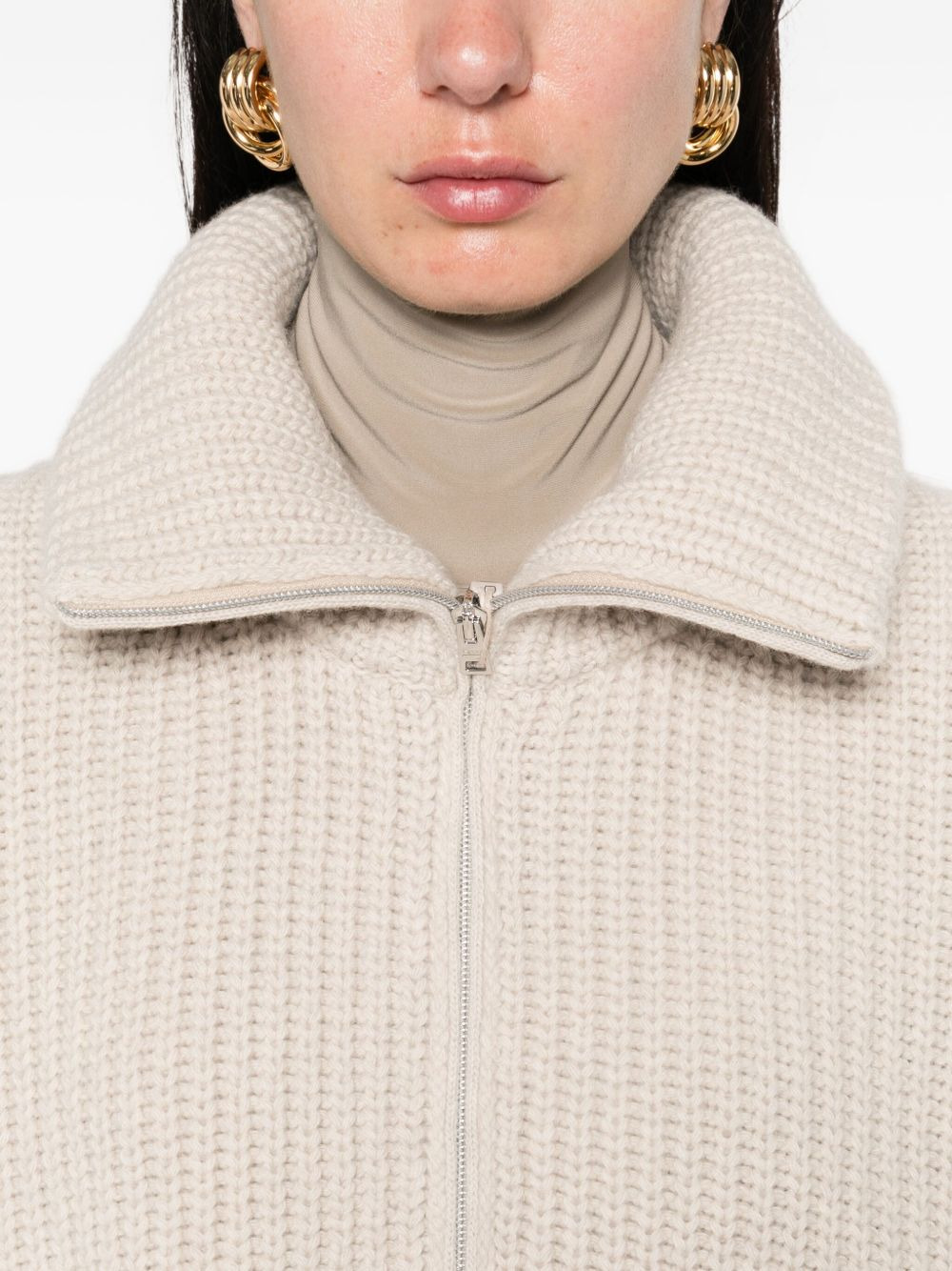 high-neck zip-up cardigan - 5