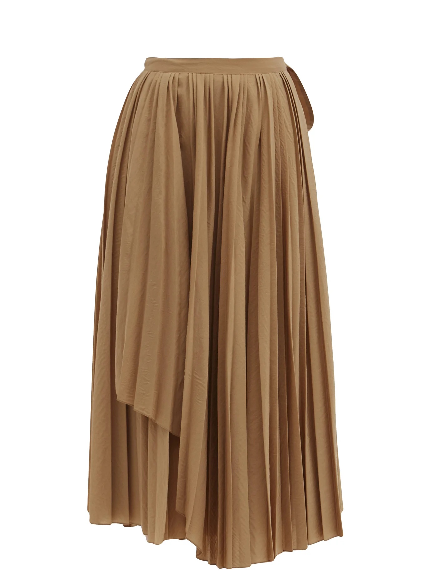 Pleated wool-blend wrap skirt - 1